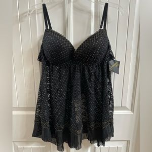 Seductivewear by Cinema Etoile Black Lace Babydoll and Matching Hipster Panty XL